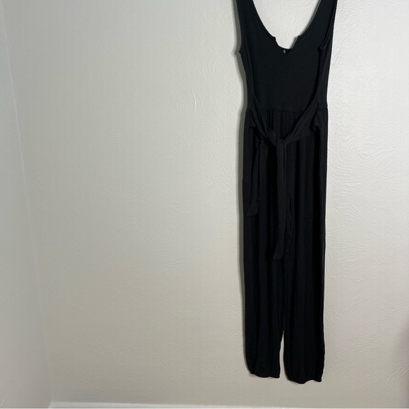 Out From Under for Urban Outfitters Black Waffle Knit Tie Back Jumpsuit Size S - Picture 2 of 13